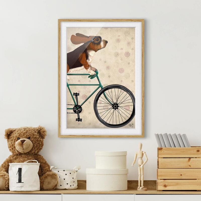 Póster enmarcado - Ciclismo - Basset In Bicicletta Dimensión LxA: 100cm x 70cm, Marco: Roble
Póster enmarcado - Ciclismo - Basset In Bicicletta Dimensión LxA: 100cm x 70cm, Marco: Roble