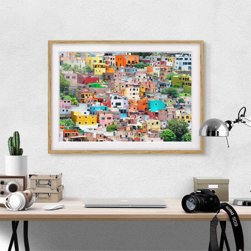 Póster enmarcado - Colored Houses Front Guanajuato Dimensión LxA: 18cm x 24cm, Marco: Roble
Póster enmarcado - Colored Houses Front Guanajuato Dimensión LxA: 18cm x 24cm, Marco: Roble
