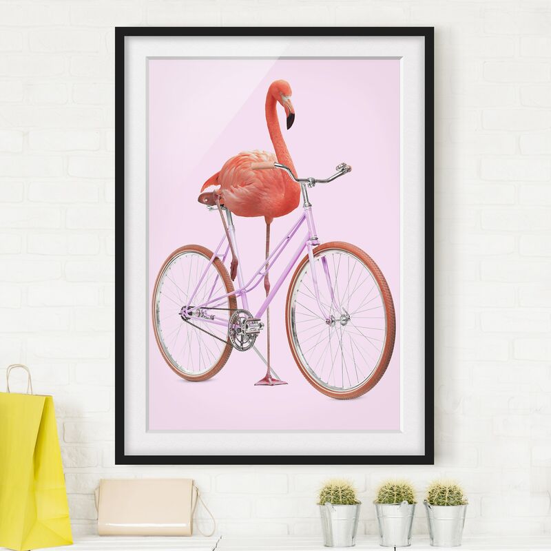 Póster enmarcado - Flamingo con la bicicletta Dimensión LxA: 70cm x 50cm, Marco: Negro
Póster enmarcado - Flamingo con la bicicletta Dimensión LxA: 70cm x 50cm, Marco: Negro