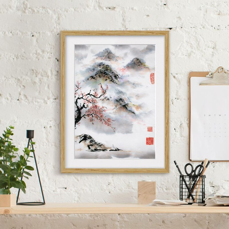 Póster enmarcado - Giapponese disegno ad acquerello Ciliegio E Montagne Dimensión LxA: 24cm x 18cm, Marco: Roble
Póster enmarcado - Giapponese disegno ad acquerello Ciliegio E Montagne Dimensión LxA: 24cm x 18cm, Marco: Roble
