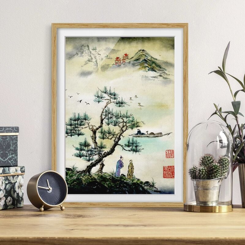 Póster enmarcado - Giapponese disegno ad acquerello di pino e Mountain Village Dimensión LxA: 100cm x 70cm, Marco: Roble
Póster enmarcado - Giapponese disegno ad acquerello di pino e Mountain Village Dimensión LxA: 100cm x 70cm, Marco: Roble