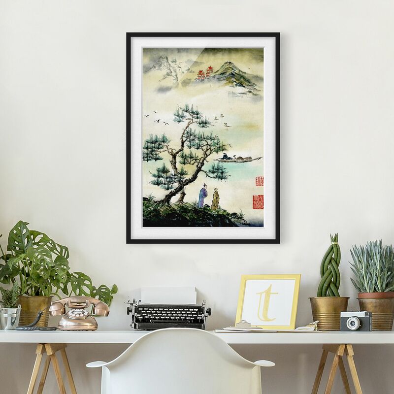 Póster enmarcado - Giapponese disegno ad acquerello di pino e Mountain Village Dimensión LxA: 100cm x 70cm, Marco: Negro
Póster enmarcado - Giapponese disegno ad acquerello di pino e Mountain Village Dimensión LxA: 100cm x 70cm, Marco: Negro