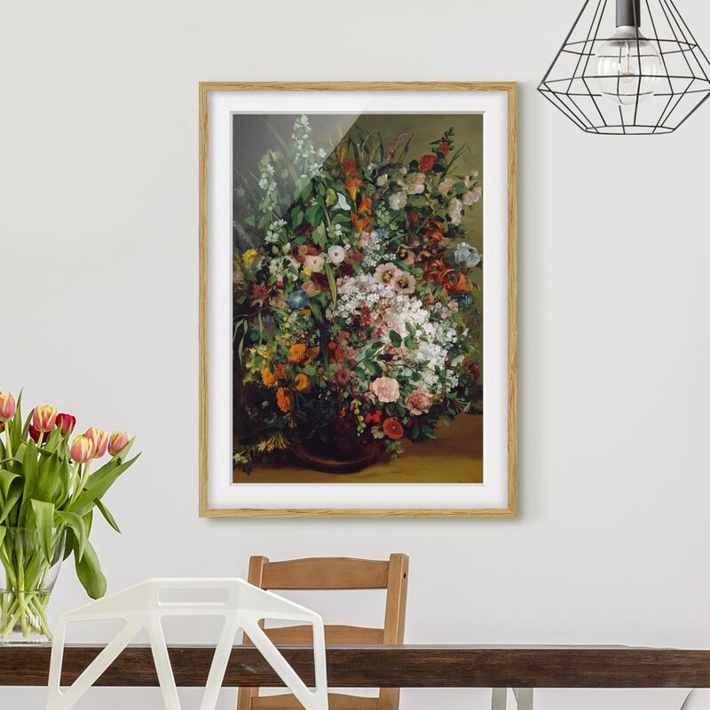Póster enmarcado - Gustave Courbet - Bouquet Of Flowers In A Vase Dimensión LxA: 24cm x 18cm, Marco: Roble
Póster enmarcado - Gustave Courbet - Bouquet Of Flowers In A Vase Dimensión LxA: 24cm x 18cm, Marco: Roble