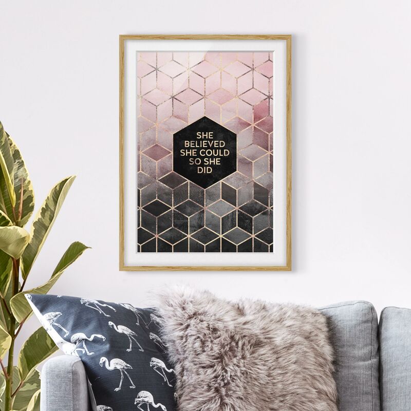 Póster enmarcado - Ha creduto che potesse in oro rosa Dimensión LxA: 100cm x 70cm, Marco: Roble
Póster enmarcado - Ha creduto che potesse in oro rosa Dimensión LxA: 100cm x 70cm, Marco: Roble