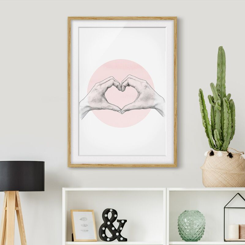 Póster enmarcado - Illustrazione Cuore cerchio mani Rosa Bianco Dimensión LxA: 55cm x 40cm, Marco: Roble
Póster enmarcado - Illustrazione Cuore cerchio mani Rosa Bianco Dimensión LxA: 55cm x 40cm, Marco: Roble