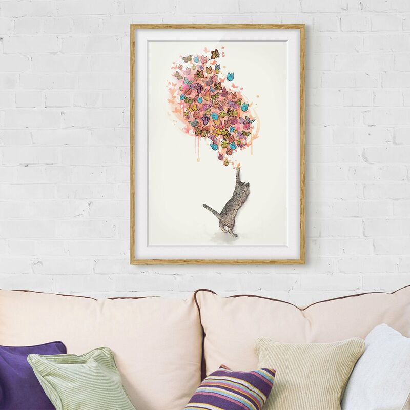 Póster enmarcado - Illustrazione del gatto con farfalle colorate Pittura Dimensión LxA: 24cm x 18cm, Marco: Roble
Póster enmarcado - Illustrazione del gatto con farfalle colorate Pittura Dimensión LxA: 24cm x 18cm, Marco: Roble