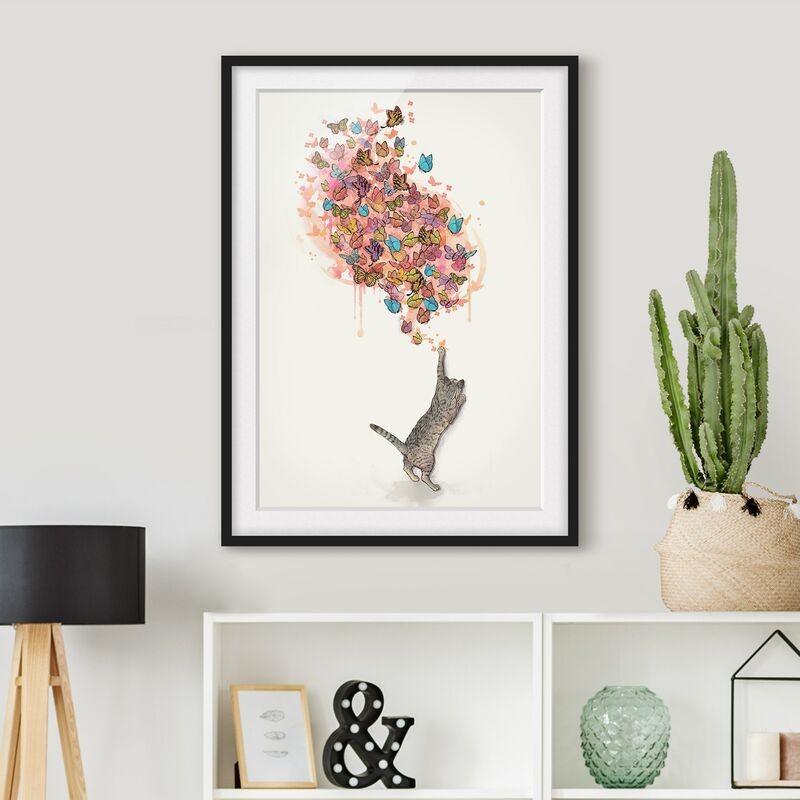 Póster enmarcado - Illustrazione del gatto con farfalle colorate Pittura Dimensión LxA: 24cm x 18cm, Marco: Negro
Póster enmarcado - Illustrazione del gatto con farfalle colorate Pittura Dimensión LxA: 24cm x 18cm, Marco: Negro