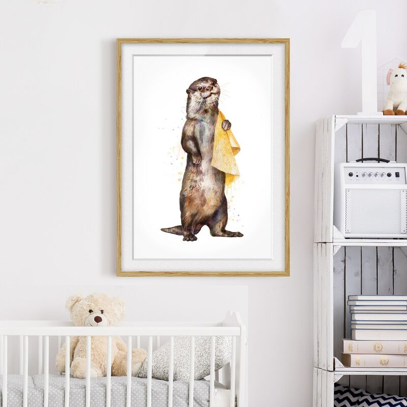 Póster enmarcado - Illustrazione Lontra con il tovagliolo bianco Pittura Dimensión LxA: 100cm x 70cm, Marco: Roble
Póster enmarcado - Illustrazione Lontra con il tovagliolo bianco Pittura Dimensión LxA: 100cm x 70cm, Marco: Roble