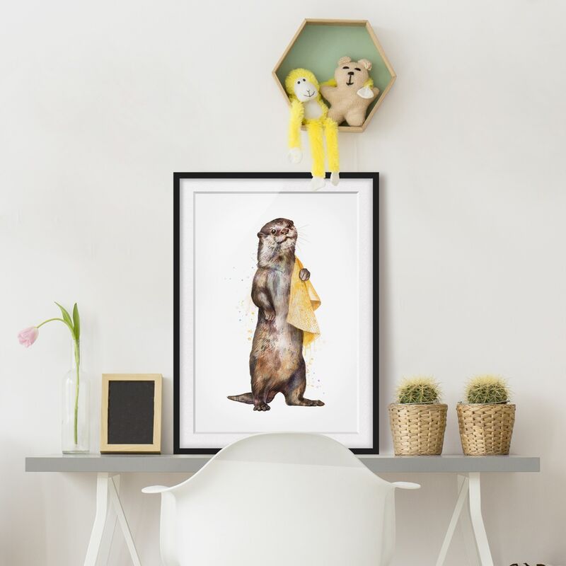 Póster enmarcado - Illustrazione Lontra con il tovagliolo bianco Pittura Dimensión LxA: 70cm x 50cm, Marco: Negro
Póster enmarcado - Illustrazione Lontra con il tovagliolo bianco Pittura Dimensión LxA: 70cm x 50cm, Marco: Negro