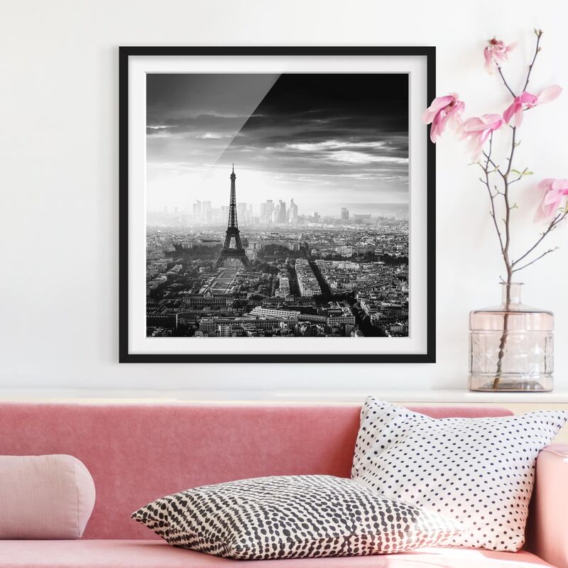 Póster enmarcado - La Torre Eiffel dall'alto in bianco e nero Dimensión LxA: 30cm x 30cm, Marco: Negro
Póster enmarcado - La Torre Eiffel dall'alto in bianco e nero Dimensión LxA: 30cm x 30cm, Marco: Negro