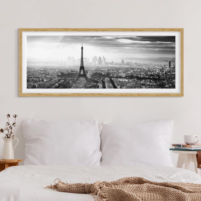 Póster enmarcado - La Torre Eiffel dall'alto in bianco e nero Dimensión LxA: 20cm x 50cm, Marco: Roble
Póster enmarcado - La Torre Eiffel dall'alto in bianco e nero Dimensión LxA: 20cm x 50cm, Marco: Roble