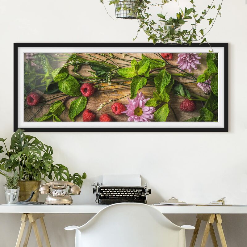 Póster enmarcado - Lampone Menta Fiori Dimensión LxA: 20cm x 50cm, Marco: Negro
Póster enmarcado - Lampone Menta Fiori Dimensión LxA: 20cm x 50cm, Marco: Negro