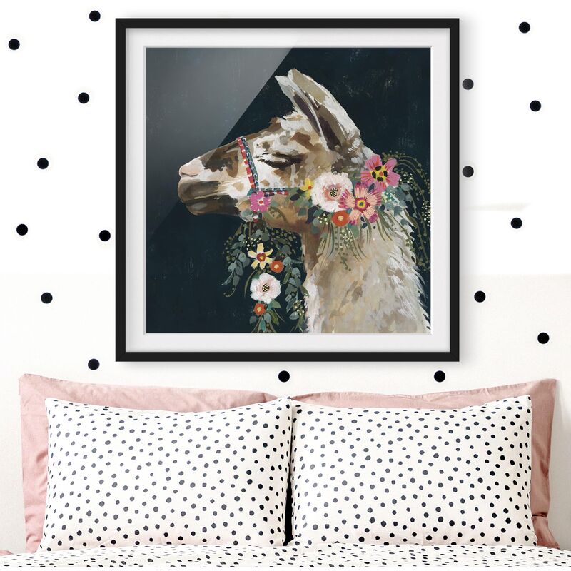Póster enmarcado - Lama With Floral Decoration II Dimensión LxA: 20cm x 20cm, Marco: Negro
Póster enmarcado - Lama With Floral Decoration II Dimensión LxA: 20cm x 20cm, Marco: Negro