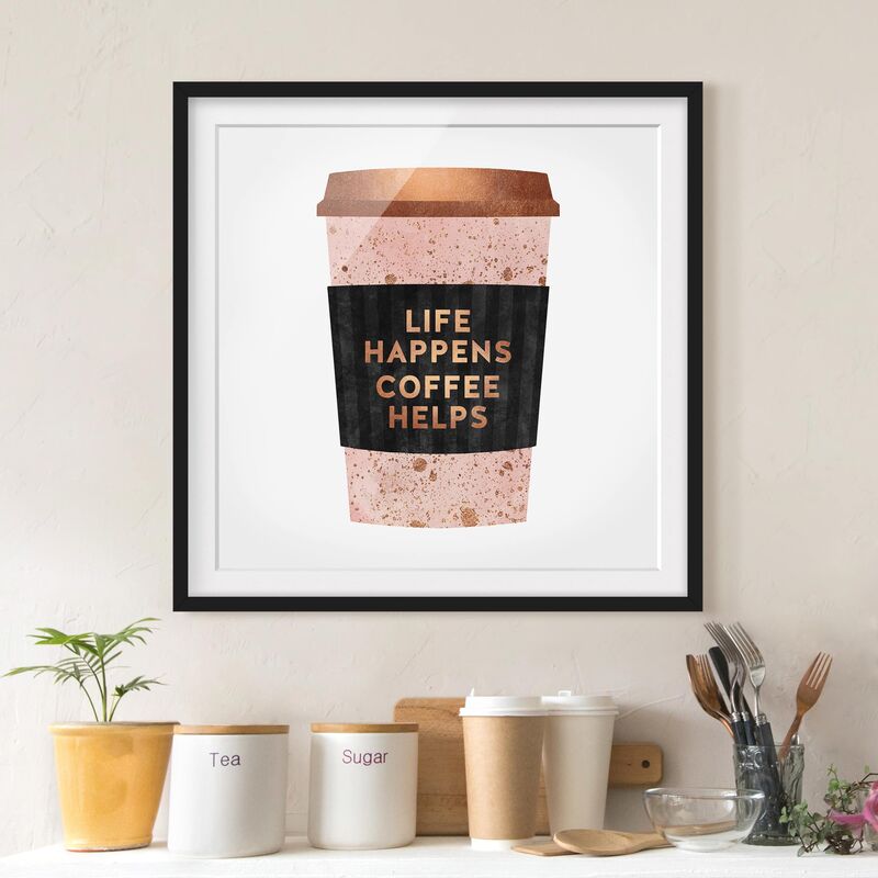 Póster enmarcado - Life Happens caffè aiuta oro Dimensión LxA: 50cm x 50cm, Marco: Negro
Póster enmarcado - Life Happens caffè aiuta oro Dimensión LxA: 50cm x 50cm, Marco: Negro