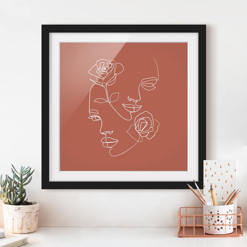 Póster enmarcado - Line Art Faces donne Roses rame Dimensión LxA: 70cm x 70cm, Marco: Negro
Póster enmarcado - Line Art Faces donne Roses rame Dimensión LxA: 70cm x 70cm, Marco: Negro
