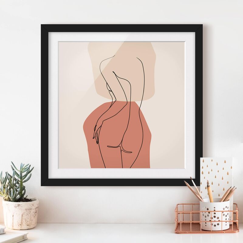 Póster enmarcado - Line Art Woman Back Brown Dimensión LxA: 70cm x 70cm, Marco: Negro 
Póster enmarcado - Line Art Woman Back Brown Dimensión LxA: 70cm x 70cm, Marco: Negro