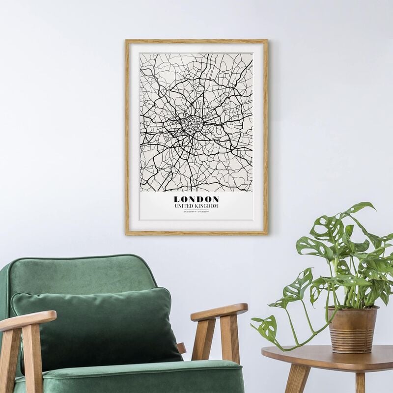 Póster enmarcado - London City Map - Classic Dimensión LxA: 100cm x 70cm, Marco: Roble
Póster enmarcado - London City Map - Classic Dimensión LxA: 100cm x 70cm, Marco: Roble