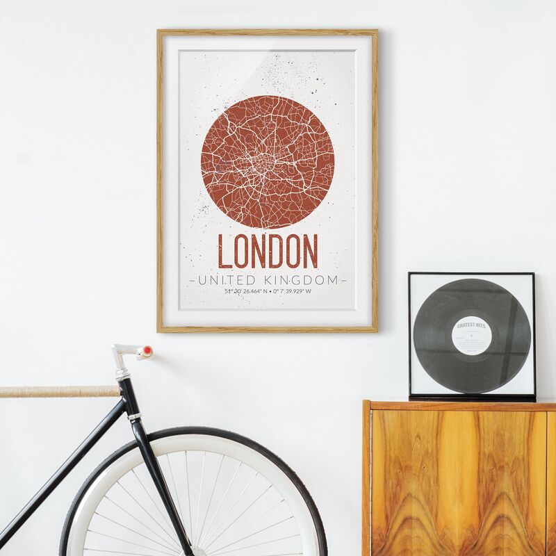 Póster enmarcado - London City Map - Retro Dimensión LxA: 40cm x 30cm, Marco: Roble
Póster enmarcado - London City Map - Retro Dimensión LxA: 40cm x 30cm, Marco: Roble