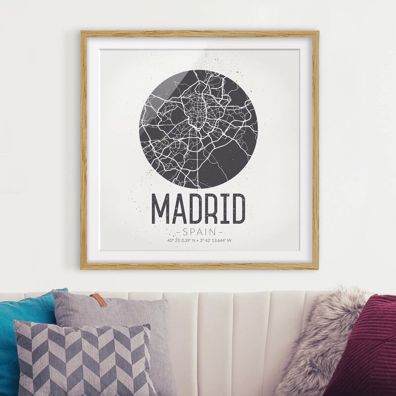 Póster enmarcado - Madrid City Map - Retro Dimensión LxA: 50cm x 50cm, Marco: Roble
Póster enmarcado - Madrid City Map - Retro Dimensión LxA: 50cm x 50cm, Marco: Roble