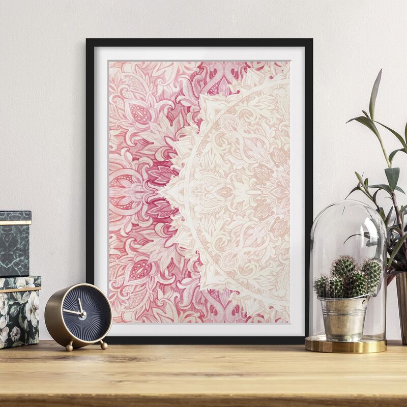 Póster enmarcado - Mandala Acquerello Ornamento Semicerchio Beige Rosa Dimensión LxA: 40cm x 30cm, Marco: Negro
Póster enmarcado - Mandala Acquerello Ornamento Semicerchio Beige Rosa Dimensión LxA: 40cm x 30cm, Marco: Negro