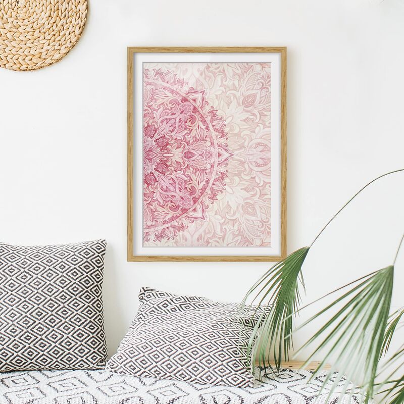Póster enmarcado - Mandala Acquerello Ornamento Semicerchio Rosa Beige Dimensión LxA: 24cm x 18cm, Marco: Roble
Póster enmarcado - Mandala Acquerello Ornamento Semicerchio Rosa Beige Dimensión LxA: 24cm x 18cm, Marco: Roble