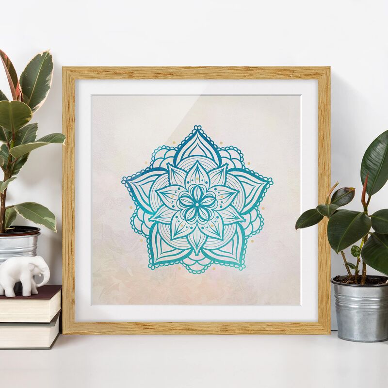 Póster enmarcado - Mandala illustrazione Mandala oro blu Dimensión LxA: 20cm x 20cm, Marco: Roble
Póster enmarcado - Mandala illustrazione Mandala oro blu Dimensión LxA: 20cm x 20cm, Marco: Roble