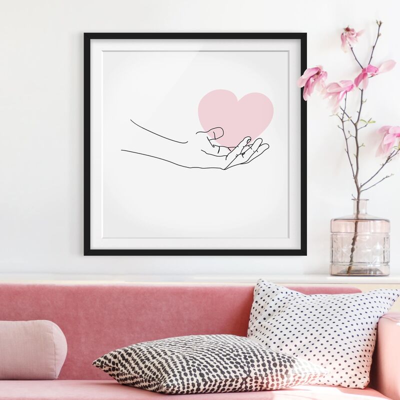 Póster enmarcado - Mano con cuore Line Art Dimensión LxA: 50cm x 50cm, Marco: Negro
Póster enmarcado - Mano con cuore Line Art Dimensión LxA: 50cm x 50cm, Marco: Negro