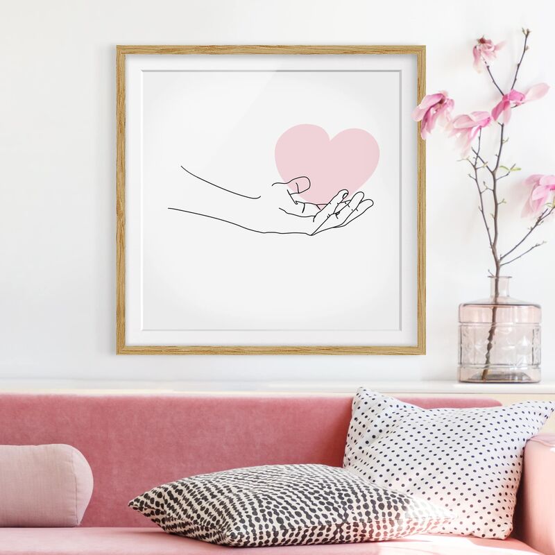 Póster enmarcado - Mano con cuore Line Art Dimensión LxA: 50cm x 50cm, Marco: Roble
Póster enmarcado - Mano con cuore Line Art Dimensión LxA: 50cm x 50cm, Marco: Roble