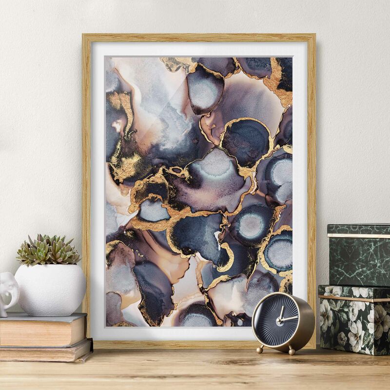 Póster enmarcado - Marmo Acquerello con oro Dimensión LxA: 100cm x 70cm, Marco: Roble
Póster enmarcado - Marmo Acquerello con oro Dimensión LxA: 100cm x 70cm, Marco: Roble