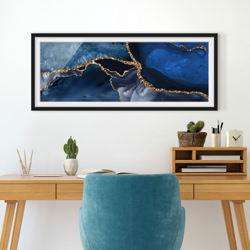 Póster enmarcado - Oro Glitter Onde Di Fronte Blu Dimensión LxA: 50cm x 130cm, Marco: Negro
Póster enmarcado - Oro Glitter Onde Di Fronte Blu Dimensión LxA: 50cm x 130cm, Marco: Negro