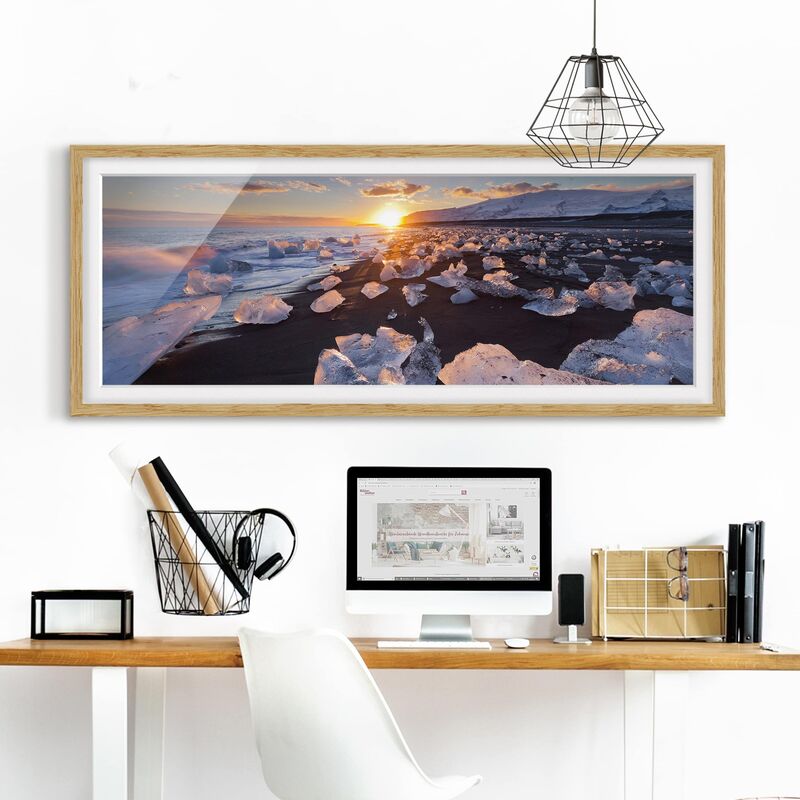 Póster enmarcado - Pezzi Di Ghiaccio Sulla Spiaggia Islanda Dimensión LxA: 20cm x 50cm, Marco: Roble
Póster enmarcado - Pezzi Di Ghiaccio Sulla Spiaggia Islanda Dimensión LxA: 20cm x 50cm, Marco: Roble