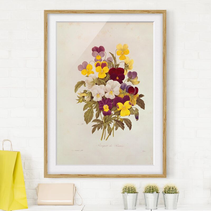 Póster enmarcado - Pierre Joseph Redoute - Un mazzo di viole del pensiero Dimensión LxA: 40cm x 30cm, Marco: Roble
Póster enmarcado - Pierre Joseph Redoute - Un mazzo di viole del pensiero Dimensión LxA: 40cm x 30cm, Marco: Roble