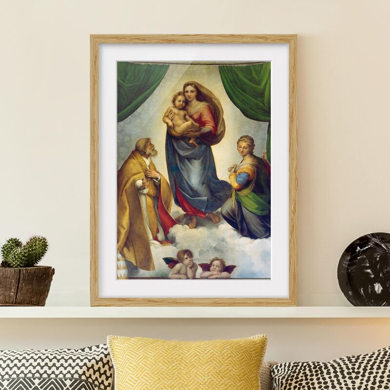 Póster enmarcado - Raffael - The Sistine Madonna Dimensión LxA: 55cm x 40cm, Marco: Roble
Póster enmarcado - Raffael - The Sistine Madonna Dimensión LxA: 55cm x 40cm, Marco: Roble