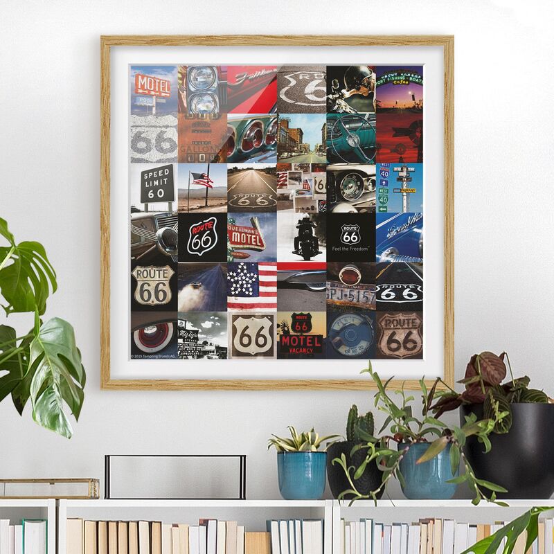 Póster enmarcado - Route 66 - Collage Lifestyle Dimensión LxA: 30cm x 30cm, Marco: Roble
Póster enmarcado - Route 66 - Collage Lifestyle Dimensión LxA: 30cm x 30cm, Marco: Roble