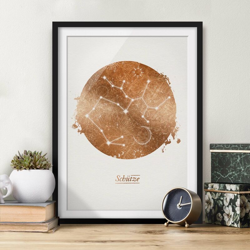 Póster enmarcado - Segno zodiacale Sagittario d'oro Dimensión LxA: 55cm x 40cm, Marco: Negro
Póster enmarcado - Segno zodiacale Sagittario d'oro Dimensión LxA: 55cm x 40cm, Marco: Negro