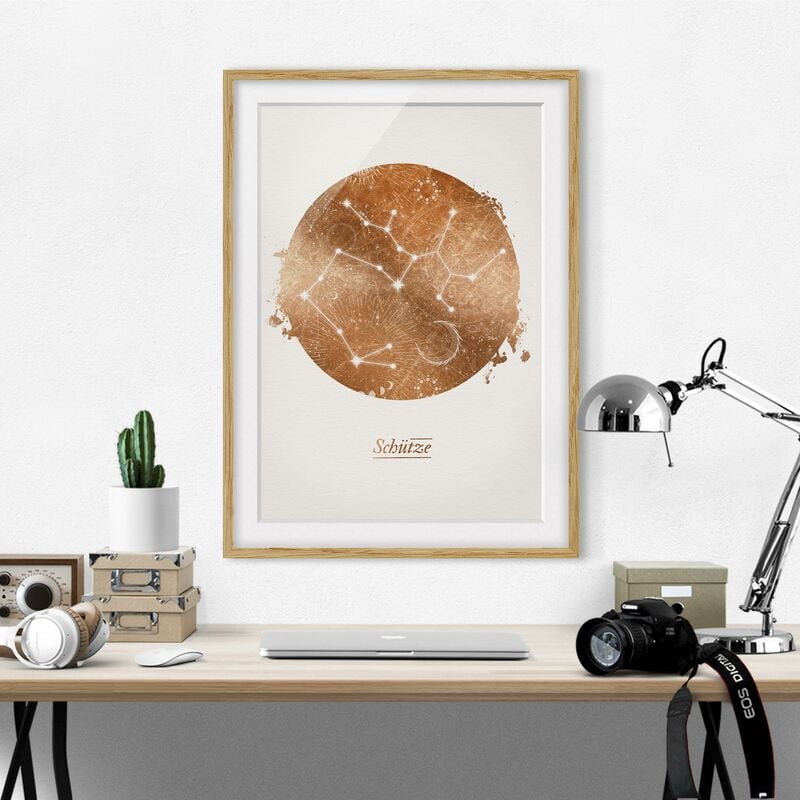 Póster enmarcado - Segno zodiacale Sagittario d'oro Dimensión LxA: 40cm x 30cm, Marco: Roble
Póster enmarcado - Segno zodiacale Sagittario d'oro Dimensión LxA: 40cm x 30cm, Marco: Roble