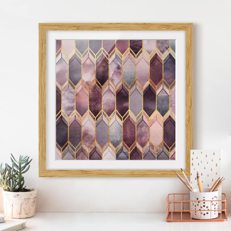 Póster enmarcado - Stained Glass geometrica in oro rosa Dimensión LxA: 30cm x 30cm, Marco: Roble
Póster enmarcado - Stained Glass geometrica in oro rosa Dimensión LxA: 30cm x 30cm, Marco: Roble