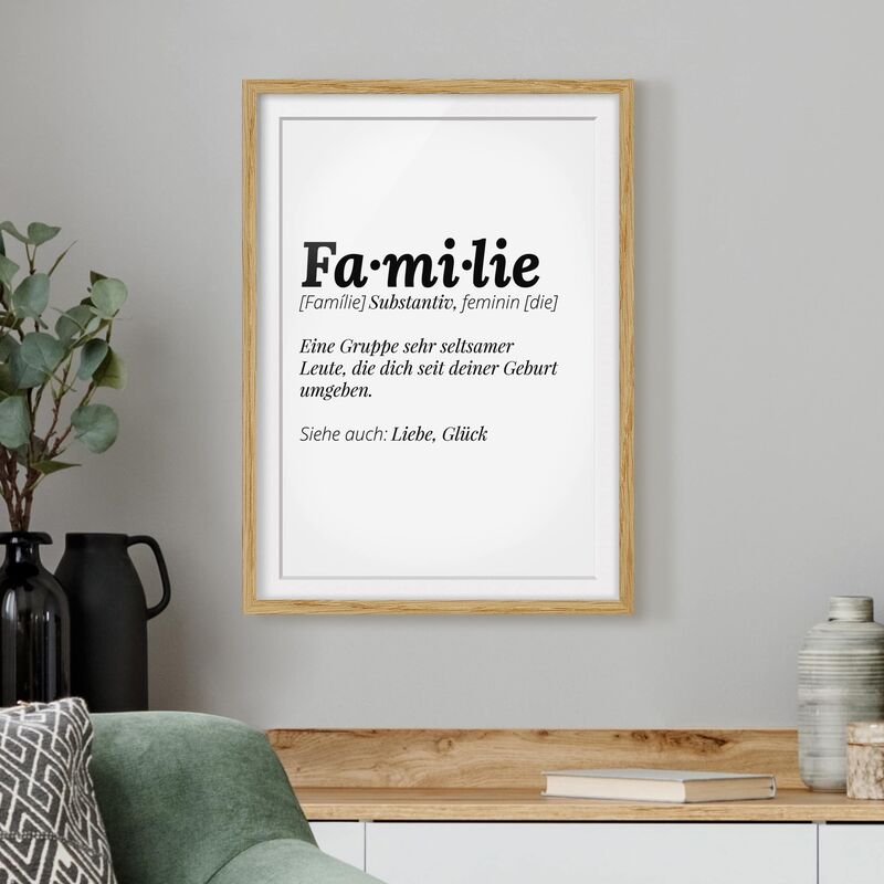 Póster enmarcado - The Definition Of Family Dimensión LxA: 100cm x 70cm, Marco: Roble
Póster enmarcado - The Definition Of Family Dimensión LxA: 100cm x 70cm, Marco: Roble