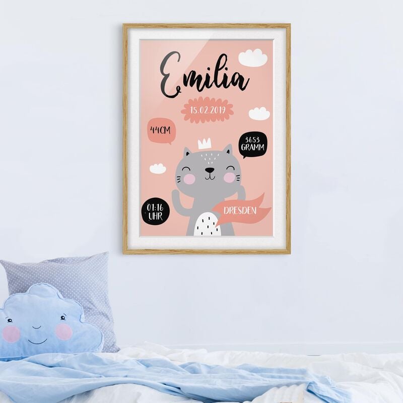 Póster enmarcado - The Happy Kitty - Custom Text Dimensión LxA: 55cm x 40cm, Marco: Roble 
Póster enmarcado - The Happy Kitty - Custom Text Dimensión LxA: 55cm x 40cm, Marco: Roble