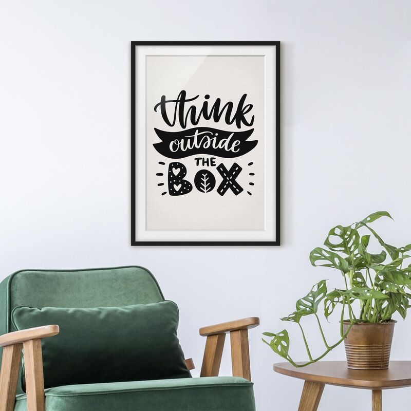 Póster enmarcado - Think Outside The Box Dimensión LxA: 100cm x 70cm, Marco: Negro
Póster enmarcado - Think Outside The Box Dimensión LxA: 100cm x 70cm, Marco: Negro