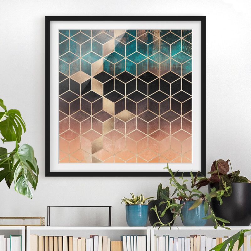 Póster enmarcado - Turchese Rosa d'Oro Geometria Dimensión LxA: 70cm x 70cm, Marco: Negro
Póster enmarcado - Turchese Rosa d'Oro Geometria Dimensión LxA: 70cm x 70cm, Marco: Negro