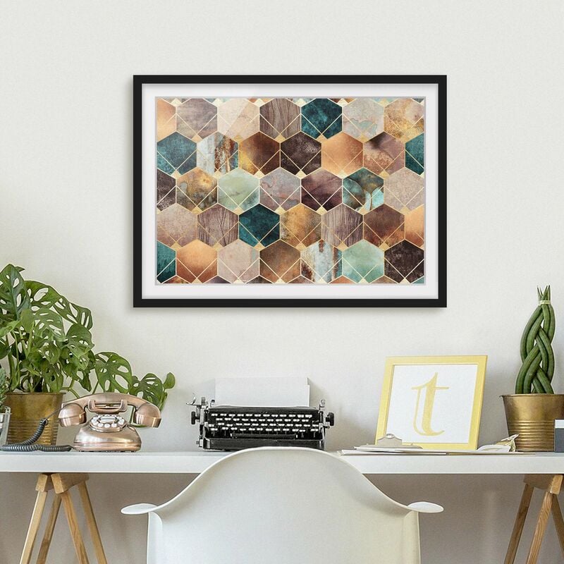 Póster enmarcado - Turquoise Geometria Golden Art Deco Dimensión LxA: 30cm x 40cm, Marco: Negro
Póster enmarcado - Turquoise Geometria Golden Art Deco Dimensión LxA: 30cm x 40cm, Marco: Negro