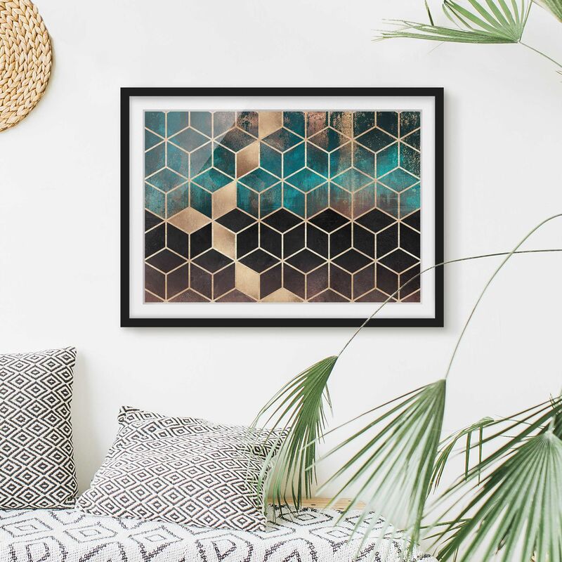 Póster enmarcado - Turchese Rosa d'Oro Geometria Dimensión LxA: 70cm x 100cm, Marco: Negro
Póster enmarcado - Turchese Rosa d'Oro Geometria Dimensión LxA: 70cm x 100cm, Marco: Negro