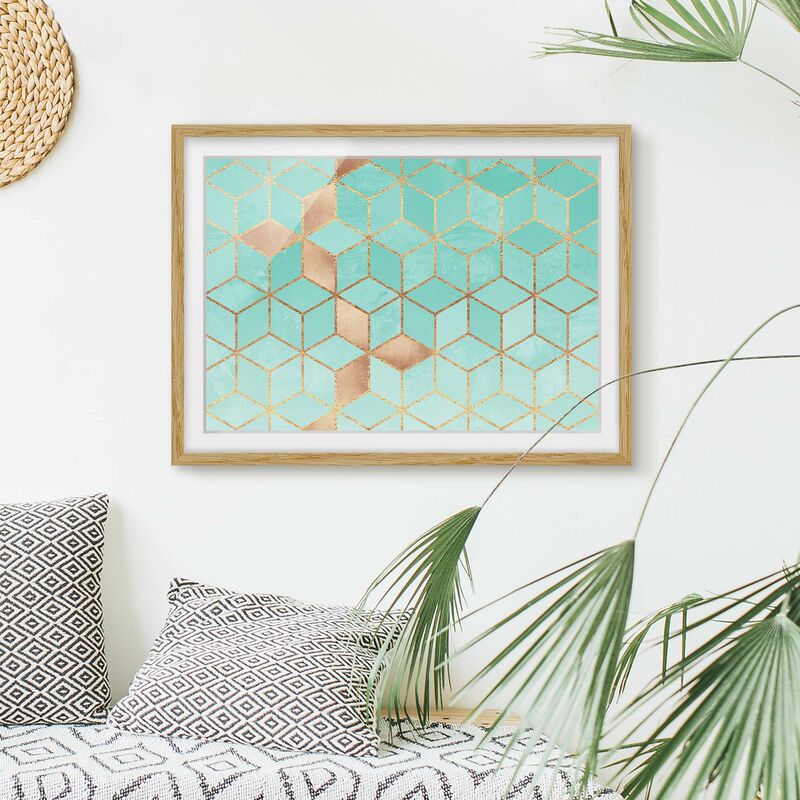 Póster enmarcado - Turchese Bianco d'oro Geometria Dimensión LxA: 18cm x 24cm, Marco: Roble
Póster enmarcado - Turchese Bianco d'oro Geometria Dimensión LxA: 18cm x 24cm, Marco: Roble