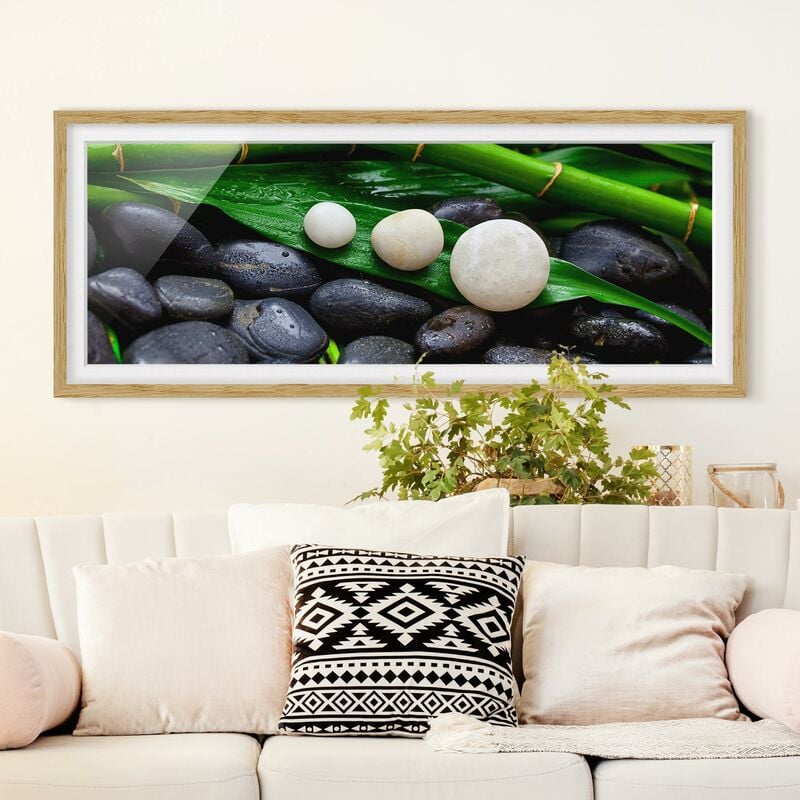 Póster enmarcado - Verde bambù con Pietre Zen Dimensión LxA: 40cm x 100cm, Marco: Roble
Póster enmarcado - Verde bambù con Pietre Zen Dimensión LxA: 40cm x 100cm, Marco: Roble