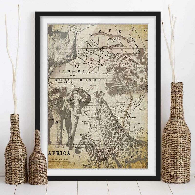 Póster enmarcado - Vintage Collage - Africa Wildlife Dimensión LxA: 100cm x 70cm, Marco: Negro
Póster enmarcado - Vintage Collage - Africa Wildlife Dimensión LxA: 100cm x 70cm, Marco: Negro