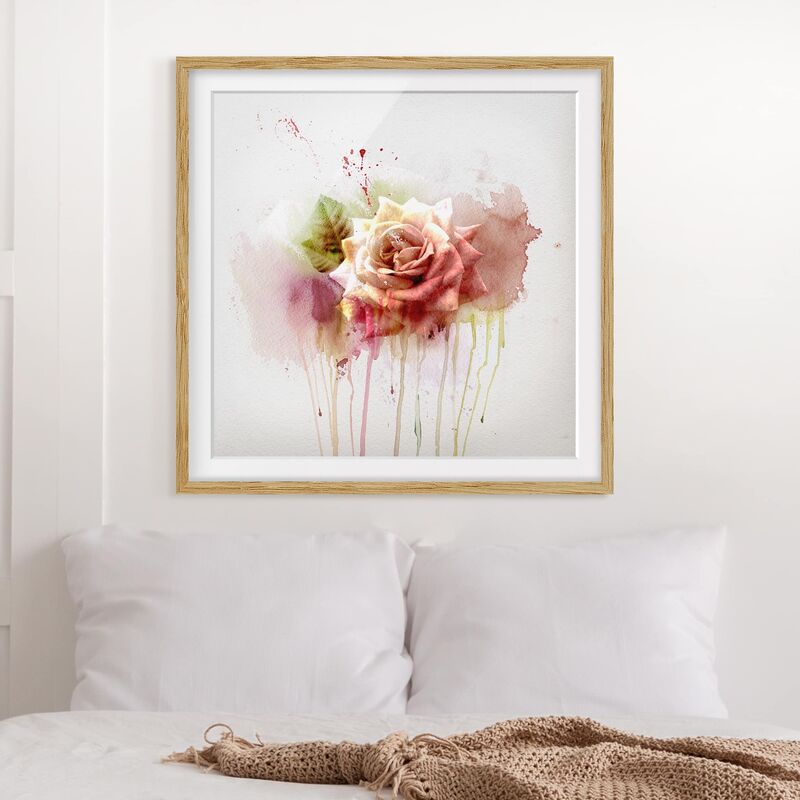 Póster enmarcado - Watercolor Rose Dimensión LxA: 20cm x 20cm, Marco: Roble 
Póster enmarcado - Watercolor Rose Dimensión LxA: 20cm x 20cm, Marco: Roble