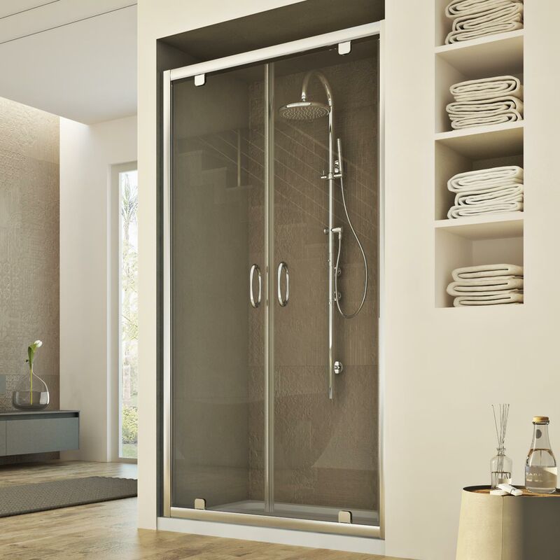 Puerta de ducha ap. abatible vidrio transparente h 185 mod. Sintesi 2 Hojas 120 cm
Puerta de ducha ap. abatible vidrio transparente h 185 mod. Sintesi 2 Hojas 120 cm