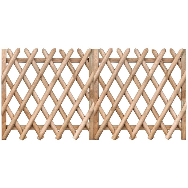 Puertas de valla 2 uds madera pino impregnada 300x100 cm