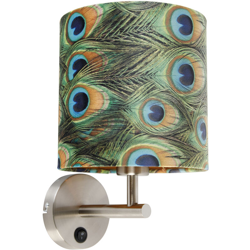QAZQA Moderno Aplique botánico acero pantalla terciopelo pavo real - COMBI Metálica /Textil Redonda Adecuado para LED Max. 1 x 60 Watt
QAZQA Moderno Aplique botánico acero pantalla terciopelo pavo real - COMBI Metálica /Textil Redonda Adecuado para LED Max. 1 x 60 Watt